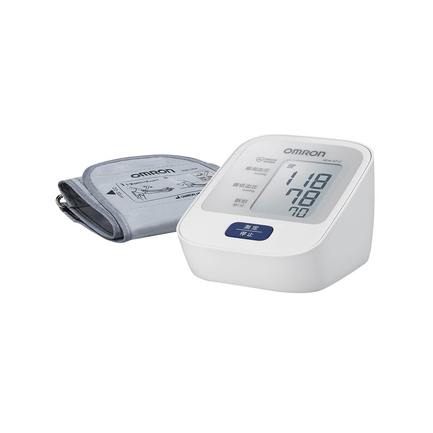 オムロン　デジタル自動血圧計　HEM-8711-AW　上腕式　ホワイト　元箱付き　取扱説明書付き　小型　軽量　電池駆動　自動加圧　デジタル