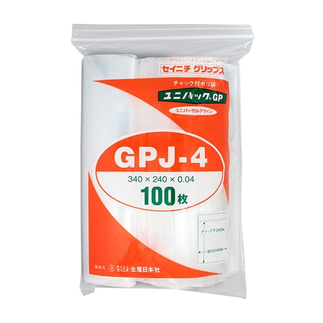 (24-2880-09)ユニパックＧＰ GPJ-4(340X240MM)100 ﾕﾆﾊﾟｯｸGP【1袋単位】【2019年カタログ商品】